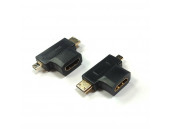 Переходник HDMI(F)- micro HDMI(M)- mini HDMI(M)
