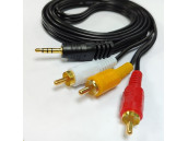 Аудио-видео шнур JACK 3.5mm 4 контакта на 3 RCA (тюльпаны) 1.5 метра для цифровых приставок